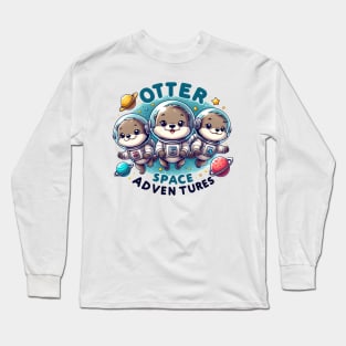 Otterly Stellar: 'Otter Space Adventures' Illustration Long Sleeve T-Shirt